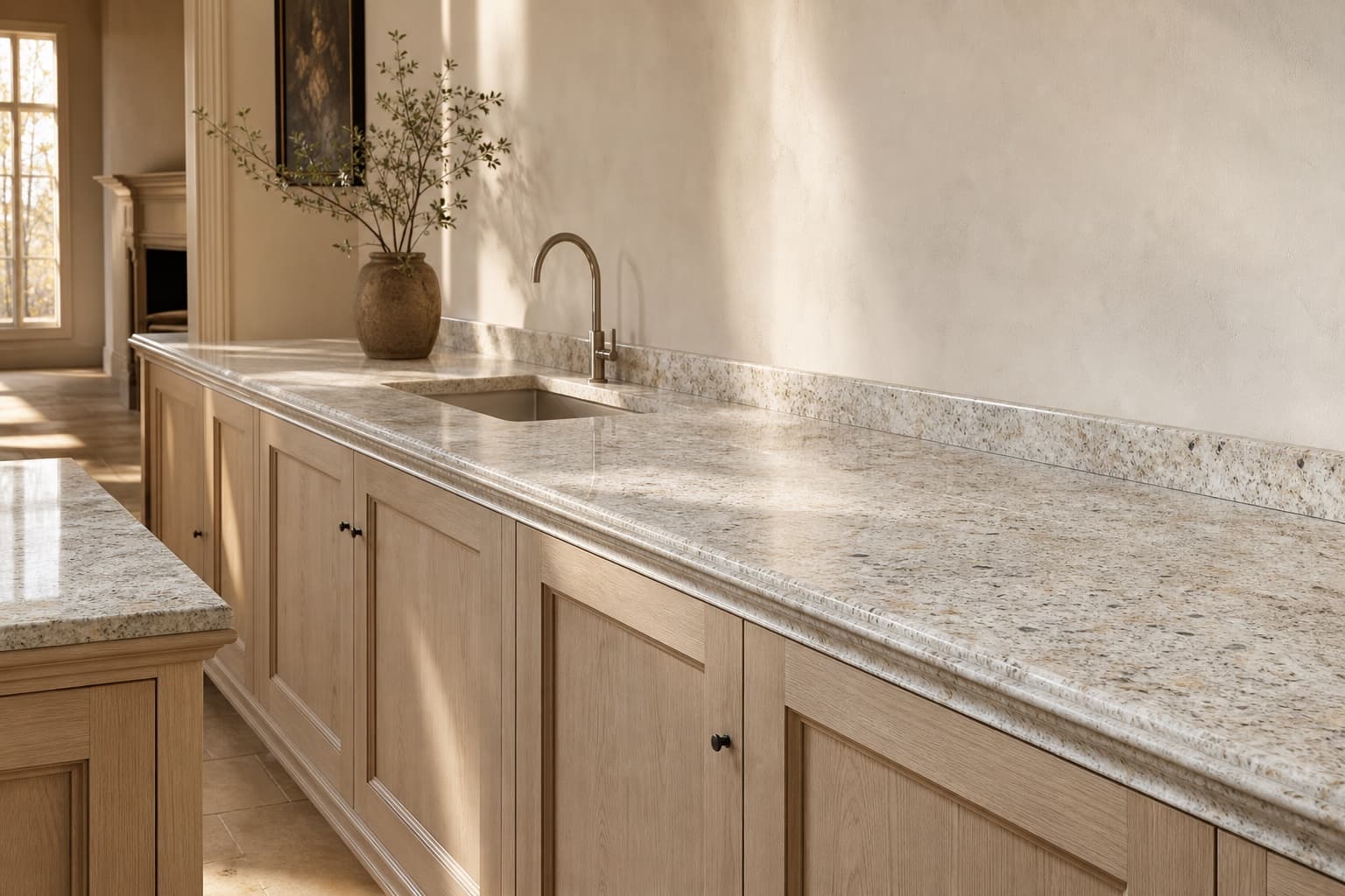 Voir nos plans de travail en granit gris et beige